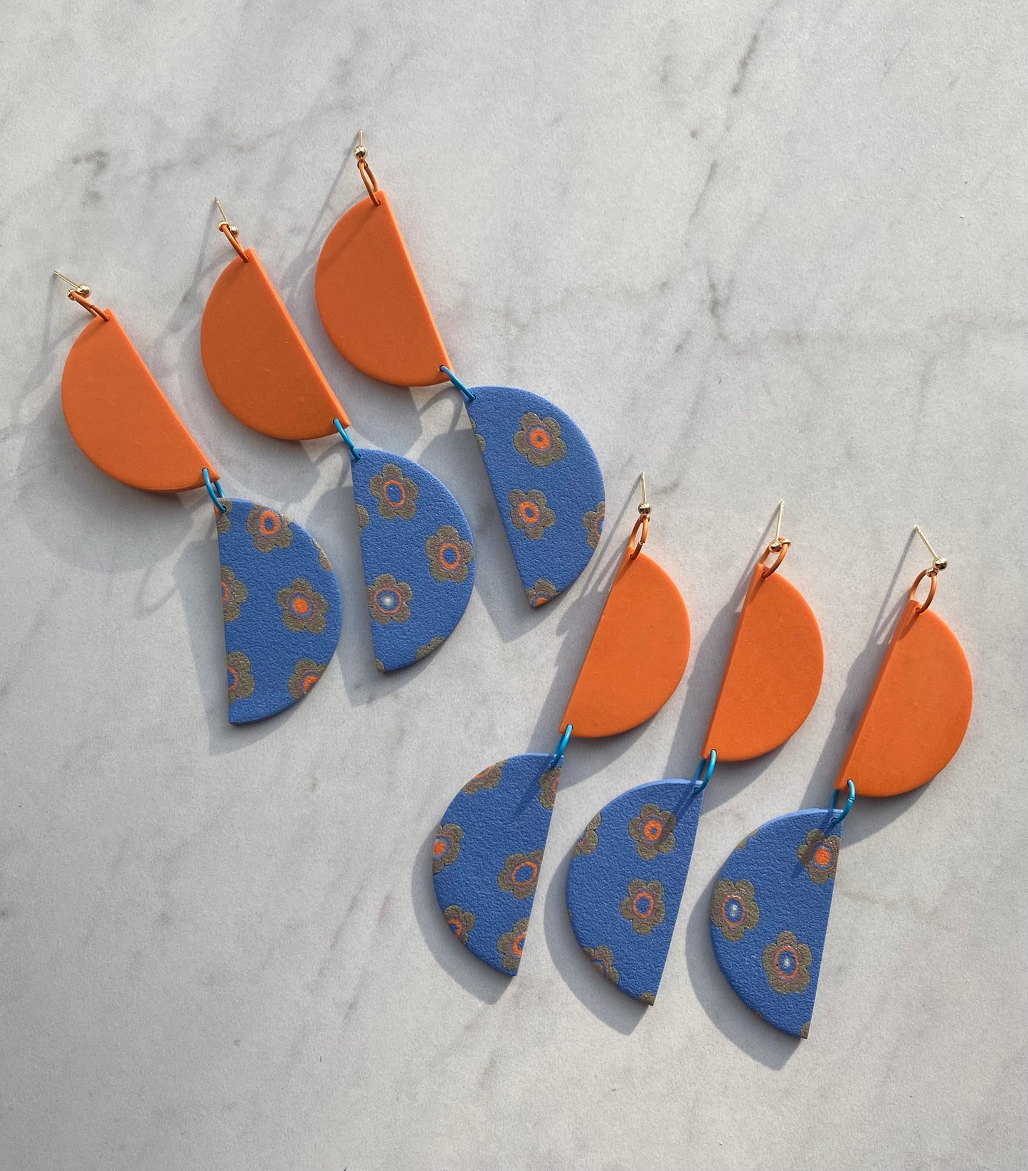Blue and Orange Earrings