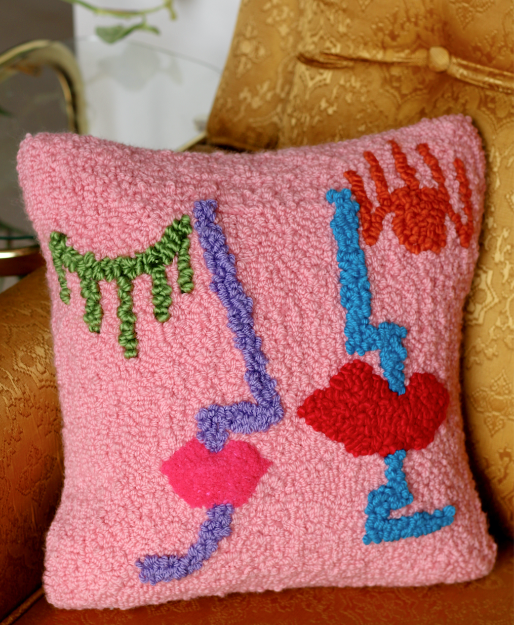 Abstract Faces Punch Needle Pillow Cover